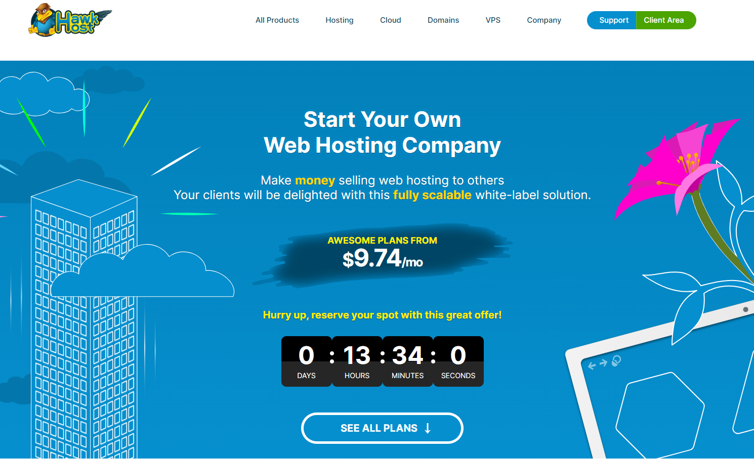 HawkHost mã giảm giá 25% trọn đời Reseller Hosting