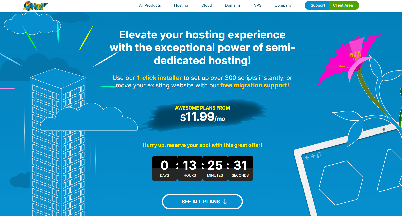 HawkHost mã giảm giá 25% trọn đời Semi-Dedicated Hosting