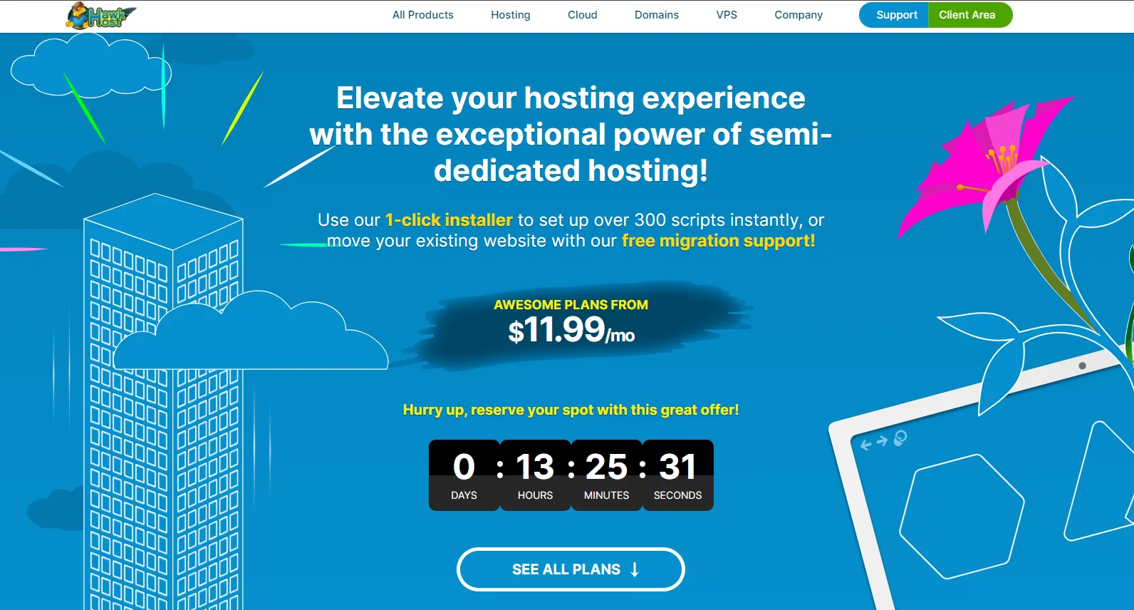 HawkHost mã giảm giá 25% trọn đời Semi-Dedicated Hosting